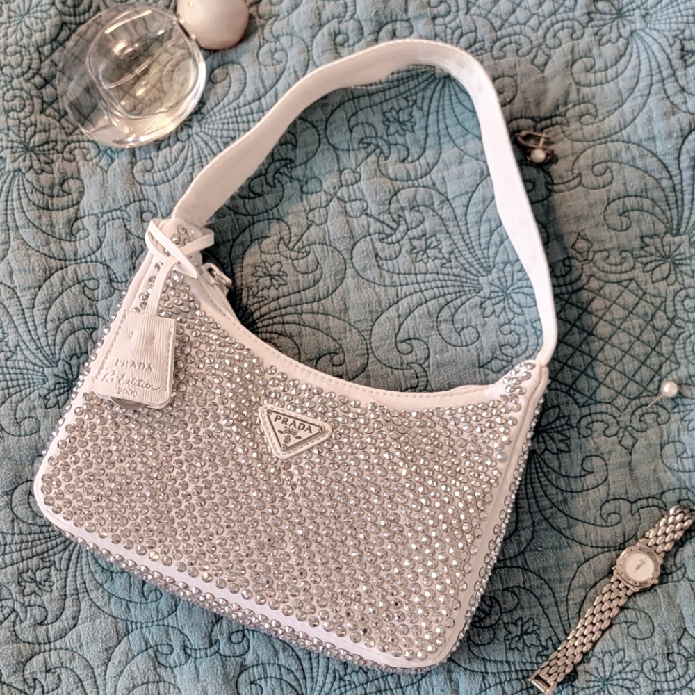 Crystal White silver shoulder bag